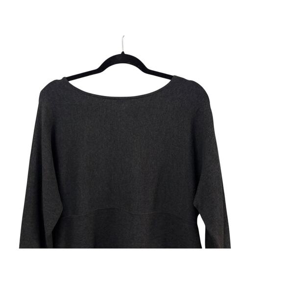Chicos Dark Gray Sweater 3/4 Sleeve Long Line L/12 Contemporary Closet Staple - Picture 6 of 9